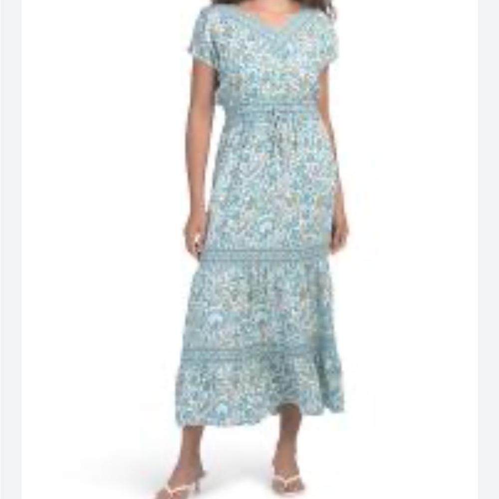 Rachel Zoe Linen Blend Midi Tiered Dress S NWT